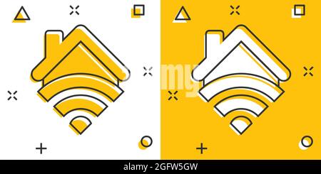 "Smart Home"-Symbol im Comic-stil. Haus der Vektor Cartoon Illustration Piktogramm. Smart Home Business Konzept splash Wirkung. Stock Vektor