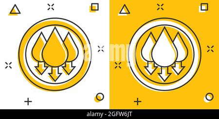 Luftfeuchtigkeit Symbol im Comic-stil. Klima vektor Cartoon Illustration auf weißem Hintergrund isoliert. Temperatur Prognose Geschäftskonzept splash Wirkung. Stock Vektor