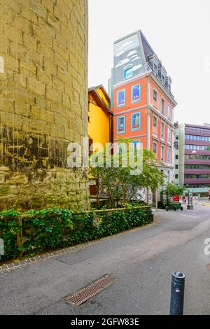 Die Tour de l'Ale (La Tour de l'Ale), Rue de la Tour 17, 1002 Lausanne, Schweiz. Stockfoto