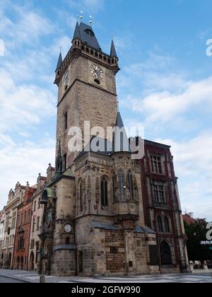 Altes Rathaus Staromestska Radnice Turm in Prag, Tschechische Republik mit astronomischer Uhr Stockfoto