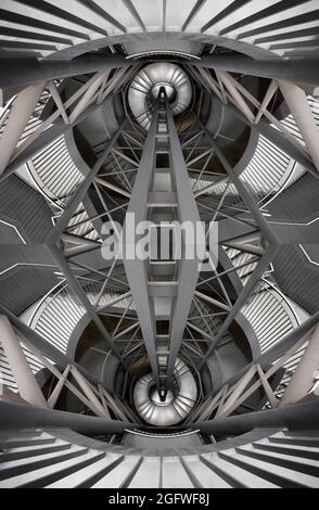 Experimentelle Fotografie auf der Treppe an der U-Bahn-Station Reinoldikirche, Deutschland, Nordrhein-Westfalen, Ruhrgebiet, Dortmund Stockfoto