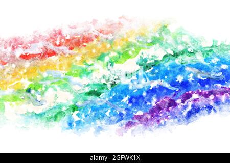 Abstrakte Regenbogenfarbe Linie, natürliche Grunge Aquarell Textur Hintergrund, Illustration, Neujahr Bild Stockfoto