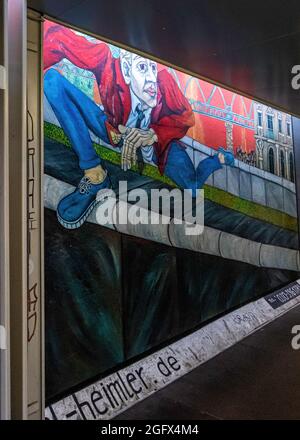 Das Denkmal der East Side Gallery. Open-Air-Galerie auf dem längsten erhaltenen Abschnitt der Berliner Mauer, Mühlenstraße, Friedrichshain,Berlin Es ist die große Stockfoto