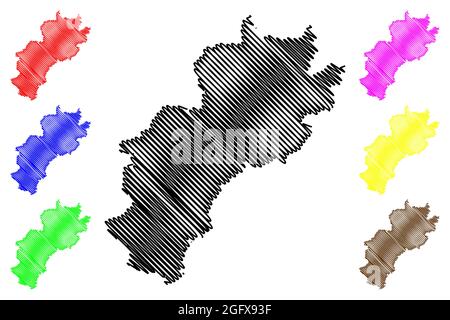 Kreis Kusel (Bundesrepublik Deutschland, Land Rheinland-Pfalz) Kartenvektordarstellung, Scribble-Skizze Kusel-Karte Stock Vektor