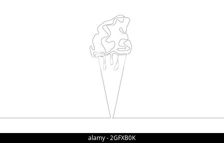 Eine Linie Zeichnung des isolierten Objekts - Eiskegel Stock Vektor