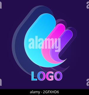 Vektordarstellung des abstrakten Logo-Designs mit Goldener Ratio auf blauem Hintergrund. Stock Vektor
