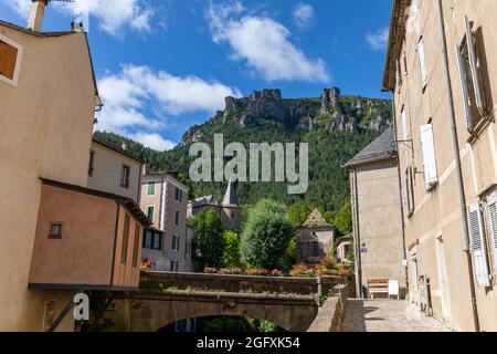 Dorf Florac-Trois-Rivières, Lozère, Zentralmassiv, Frankreich Stockfoto