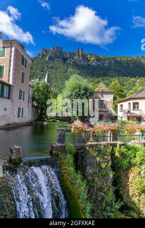 Dorf Florac-Trois-Rivières, Lozère, Zentralmassiv, Frankreich Stockfoto