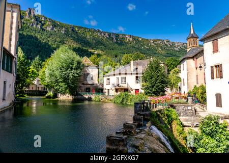 Dorf Florac-Trois-Rivières, Lozère, Zentralmassiv, Frankreich Stockfoto