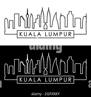 Skyline von Kuala Lumpur. Linearer Stil. Editierbare Vektordatei. Stock Vektor