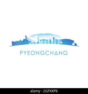 Skyline von Pyeongchang. Vektor-Design auf weißem Hintergrund. Stock Vektor