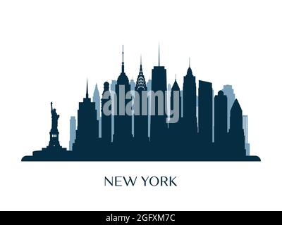 Skyline von New York, monochrome Silhouette. Vektorgrafik. Stock Vektor