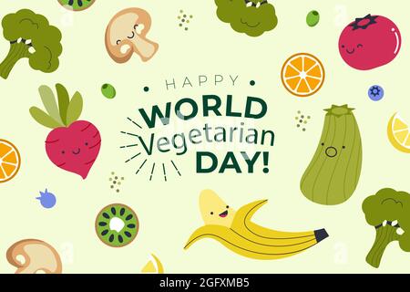 Handgezeichnete Welt vegetarische Tag Illustration Vektor Illustration. Stock Vektor