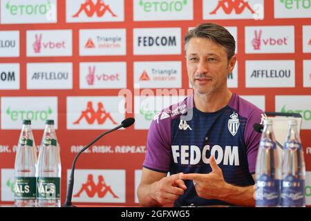 La Turbie, Frankreich - 27. August 2021: AS Monaco - Troyes Pressekonferenz mit AS Monaco Coach deutsch Niko Kovac, J4, L1, Ligue 1. Mandoga Media Stockfoto