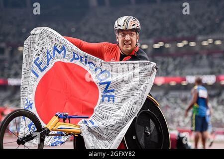 TOKIO, JAPAN. 27. August 2021. Während der Leichtathletik-Vorläufe und -Finals der Paralympischen Spiele Tokio 2020 im Olympiastadion am Freitag, den 27. August 2021 in TOKIO, JAPAN. Kredit: Taka G Wu/Alamy Live Nachrichten Stockfoto