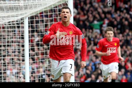 Aktenfoto vom 23-03-2008 von Cristiano Ronaldo von Manchester United. Ausgabedatum: Freitag, 27. August 2021. Stockfoto