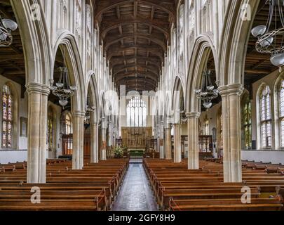 Innenraum der Holy Trinity Church, Long Melford, Suffolk, East Anglia, England, VEREINIGTES KÖNIGREICH Stockfoto