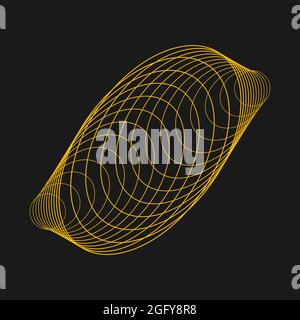Gelbe abstrakte Linien in Ellipsenform. Spiralförmige Vektorgrafik. Design Element für Rahmen, rundes Logo, Blackout Tattoo, Zeichen, Symbol, Webseiten Stock Vektor
