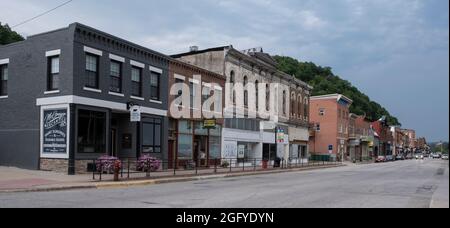 McGregor, Iowa. Gebäude an der Hauptstraße. Stockfoto