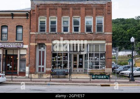 McGregor, Iowa.Gebäude an der Main Street. Stockfoto