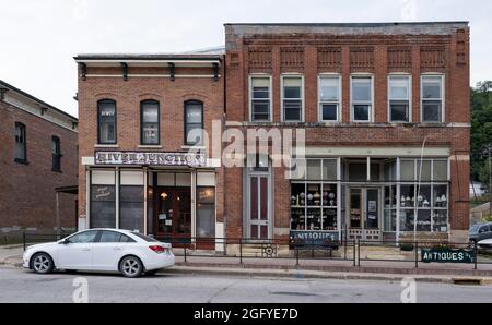 McGregor, Iowa.Gebäude an der Main Street. Stockfoto