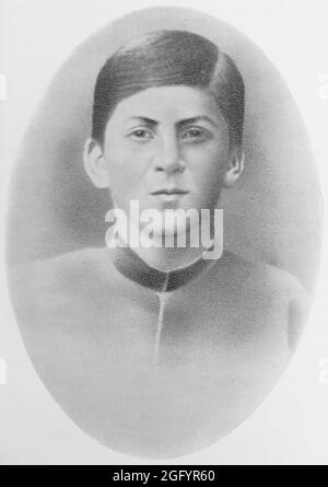 Ein Porträt von Jospeh Stalin (richtiger Name Joseph Dschugaschwili) im Jahr 1893 - er war 15 Jahre alt und Schüler der Gori Church School, Gori, Georgien Stockfoto