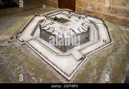 Miniaturdarstellung einer militärischen Festung Stockfoto