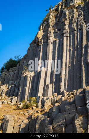 Basaltsäulen im Kula-Salihli UNESCO Global Geopark, Manisa, Türkei. Stockfoto