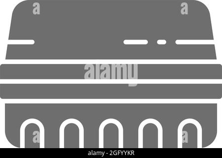 Lunchbox, Verpackung für warme Speisen, graues Symbol zum Mitnehmen. Stock Vektor