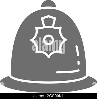 Britischer Polizeihelm, graue Polizeimütze. Stock Vektor