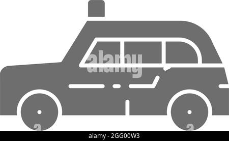 London Taxi, traditionelle öffentliche Verkehrsmittel, Taxi graues Symbol. Stock Vektor