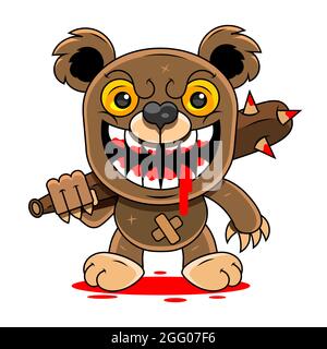 Wütend Cartoon Bär brüllend. Vektorgrafik mit einfachen Verläufen. Stock Vektor