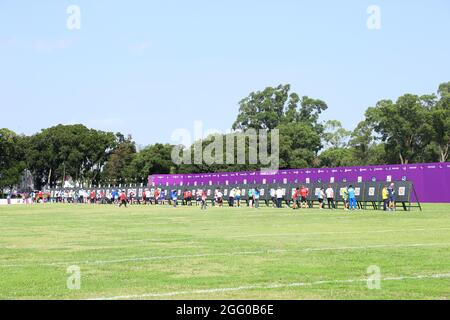 Tokio, Japan. August 2021. Allgemeine Ansicht Bogenschießen : während der Paralympischen Spiele in Tokio 2020 im Yumenoshima Park Bogenschießen Feld in Tokio, Japan . Quelle: Naoki Nishimura/AFLO SPORT/Alamy Live News Stockfoto