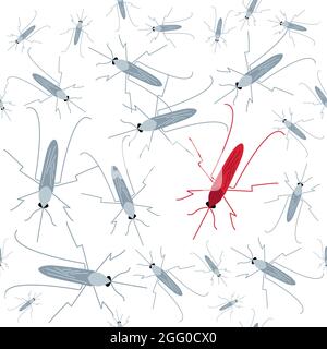 Übertragung von Malaria durch Moskitos, konzeptionelle Illustration. Stockfoto