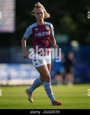 Kingston, Großbritannien. August 2021. Alisha Lehmann von Aston Villa Women im Vorsaison-Freundschaftsspiel 2021/22 zwischen Chelsea Women und Aston Villa Women am 27. August 2021 im Kingsmeadow Stadium, Kingston, England. Foto von Andy Rowland. Quelle: Prime Media Images/Alamy Live News Stockfoto