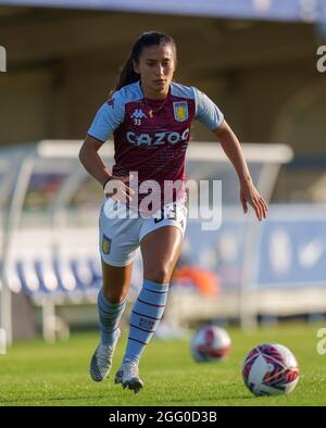 Kingston, Großbritannien. August 2021. MAZ Pacheco von Aston Villa Women im Vorsaison-Freundschaftsspiel 2021/22 zwischen Chelsea Women und Aston Villa Women am 27. August 2021 im Kingsmeadow Stadium, Kingston, England. Foto von Andy Rowland. Quelle: Prime Media Images/Alamy Live News Stockfoto