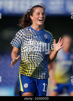 Kingston, Großbritannien. August 2021. Jessie Fleming von Chelsea Women im Vorsaison-Freundschaftsspiel 2021/22 zwischen Chelsea Women und Aston Villa Women am 27. August 2021 im Kingsmeadow Stadium, Kingston, England. Foto von Andy Rowland. Quelle: Prime Media Images/Alamy Live News Stockfoto