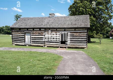 Nashville, Tennessee. The Hermitage, Andrew Jackson's Home Memorial Site. Alfred's Cabin, eine Sklavenhütte. Stockfoto