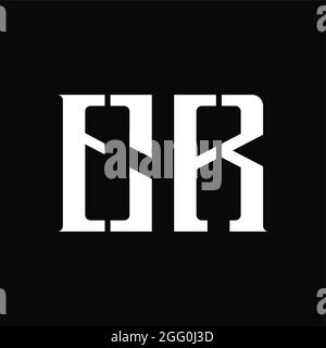 ER Logo-Monogramm mit mittlerer Scheibe auf schwarzer Designvorlage Stock Vektor