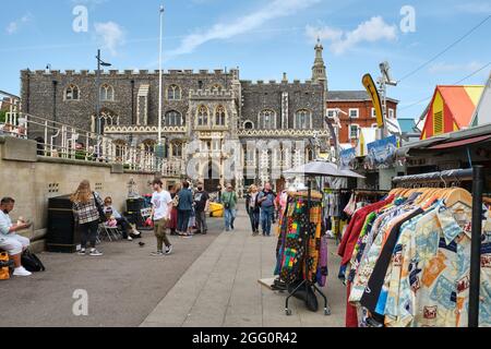 Norwich Market und Guildhall Stockfoto