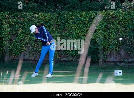 Rose Zhang vom Team USA auf dem 7. Abschlag während des Curtis Cup Day 2 2021 - Nachmittag Fourballs Foursomes im Conwy Golf Club, Conwy, Wales am 27/8/21 . ( Stockfoto