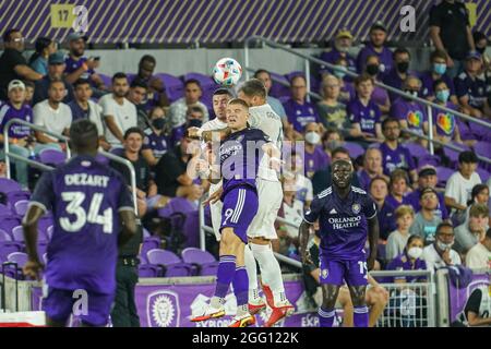 Orlando, Florida, USA, 27. August 2021, Inter Miami Verteidiger LEANDRO GONZÁLEZ PIREZ #6 gewinnt den ersten Titel im Exploria Stadium. (Foto: Marty Jean-Louis) Stockfoto