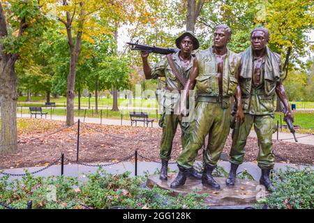Die drei Soldaten, Bildhauer Frederick Hart, Teil des Vietnam Memorial, Washington, DC, USA. Stockfoto
