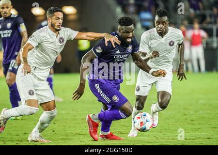 Orlando, Florida, USA, 27. August 2021, Orlando City SC Forward Daryl Dyke #18 im Exploria Stadium. (Foto: Marty Jean-Louis) Stockfoto