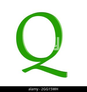 Grün Großbuchstabe Q Bunte 3D abstrakte Textur schönen weißen Hintergrund Stockfoto