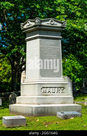 Vandalismus auf dem Hollywood Cemetery in Richmond, Virginia ab März 2021. Stockfoto