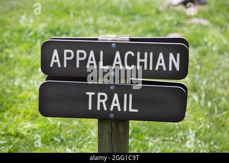 Appalachian Trail Schild am Mount Rogers in Virginia Stockfoto