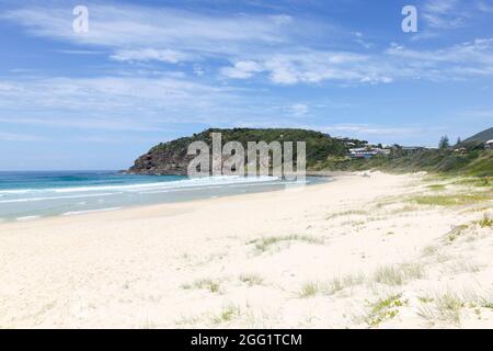 Boomerang Beach ist ein wunderschöner Strand an der mittleren Nordküste von NSW, südlich des beliebten Ausflugsziels Forster. Stockfoto