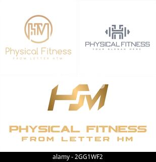 Körperliche Fitness mit Langhantel und Logo-Design-Vektor Stock Vektor