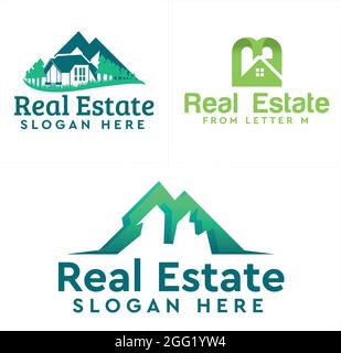 Immobilien Hypothek Haus Gebäude Logo Design Vektor Stock Vektor